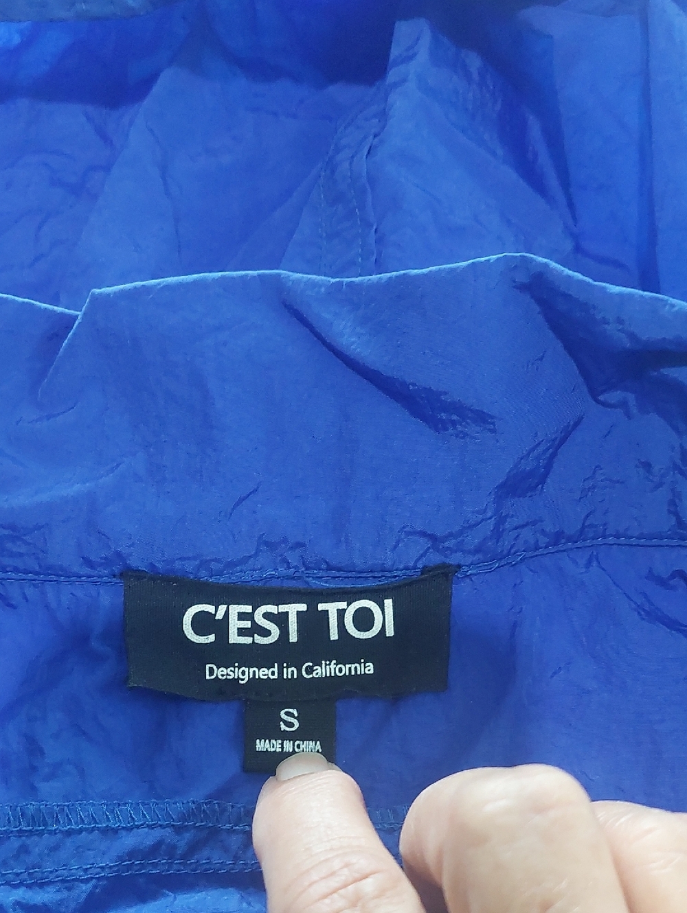 C'EST TOI  Cropped Windbreaker Hoodie .Size SMALL Royal Blue - Picture 4 of 10